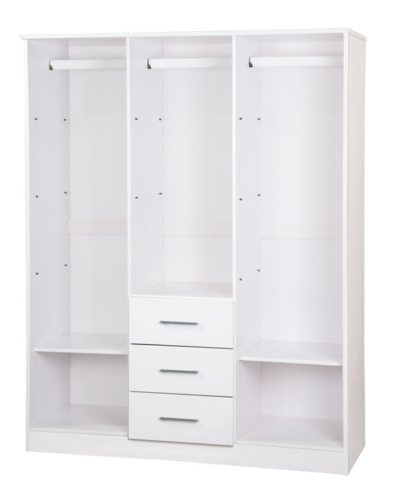 100% Solid Wood Cosmo 3-Door Wardrobe with Mirrored Door