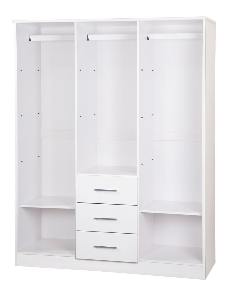 100% Solid Wood Cosmo 3-Door Wardrobe with Mirrored Door