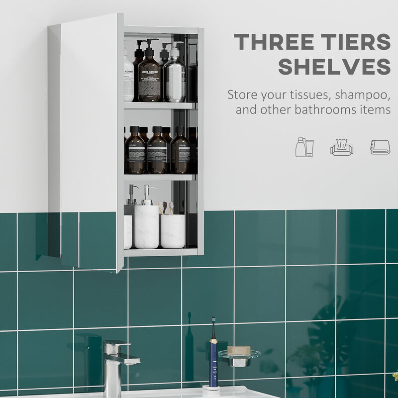 kleankin Bathroom Cabinet Wall Mounted Mirror Cabinet with Hinged Door