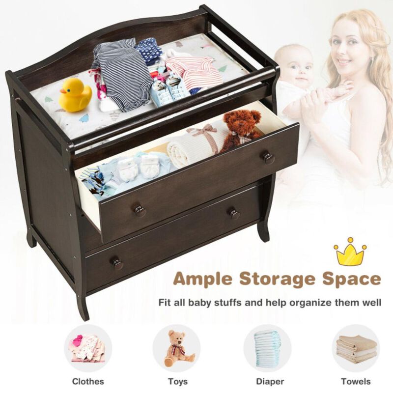 Hivvago Baby Changing Table with 3 Drawers and Safety Belt