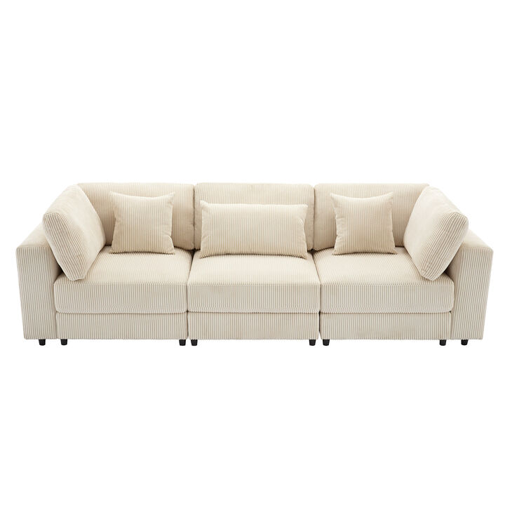 Merax Modern 3 Seater Sofa with 5 Pillows