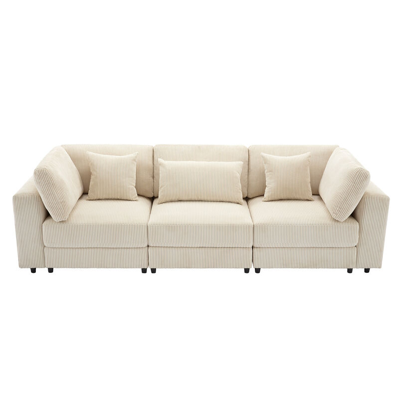 Merax Modern 3 Seater Sofa with 5 Pillows