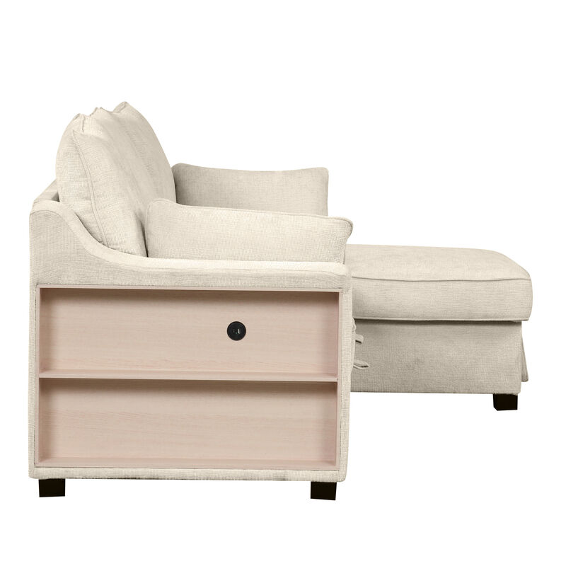 Merax Pull Out Sleeper Sofa with Storage Chaise