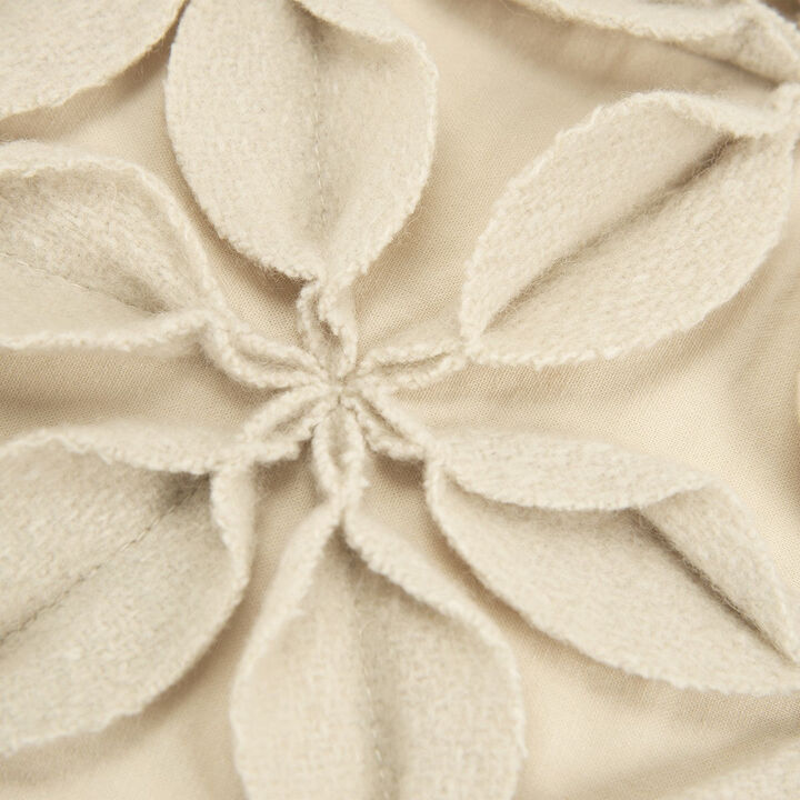 Hivvago Cream Pinwheel Floral Petal Down Filled Throw Pillow