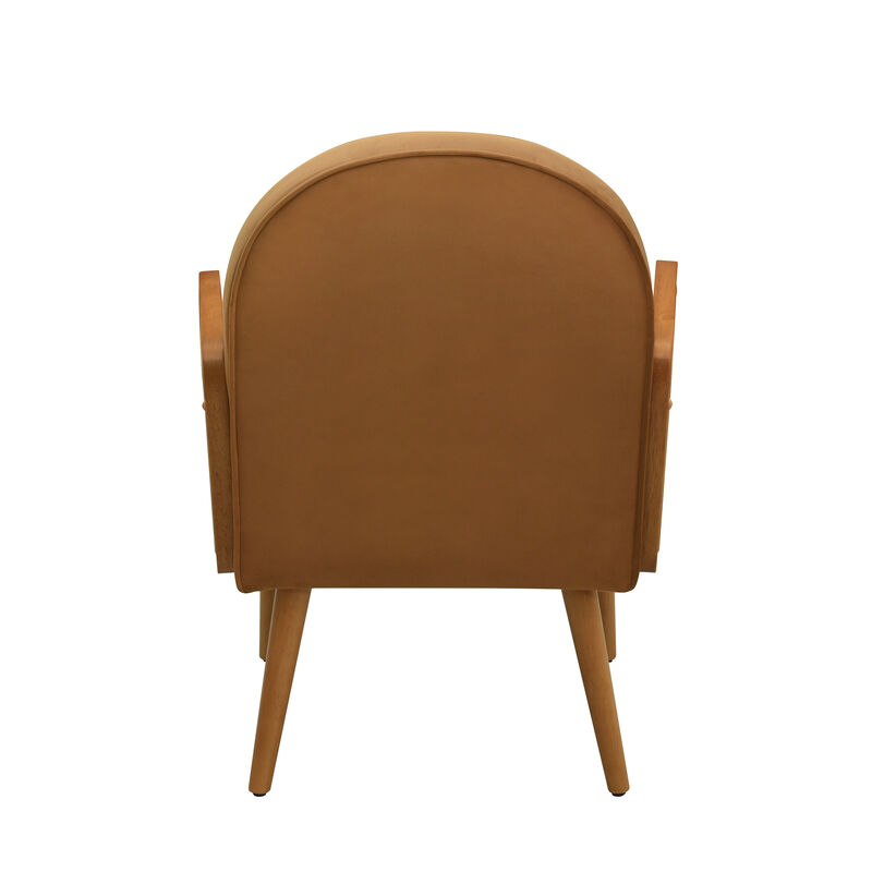Merax Mid-century Accent Chair with Rattan Armrests
