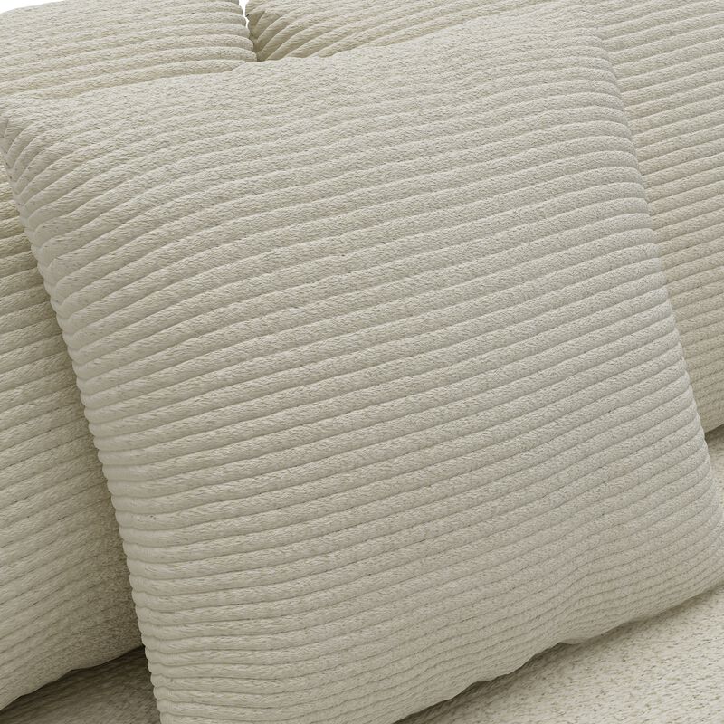 FUFU&GAGA Compressed Sofa, Fabric & Sponge Upholstered Couch – Modern 3-Seater (105.9" W x 37" D x 26.4" H),Beige