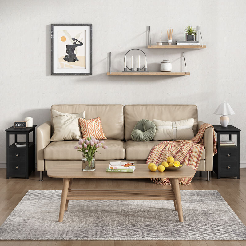 Wooden Black End Table Bedside Table