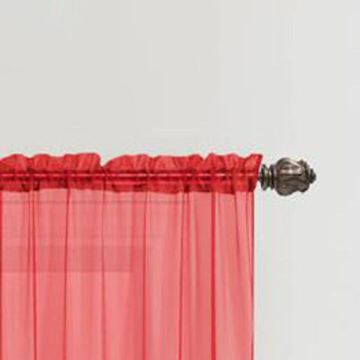 RT Designers Collection Celine Sheer 55 x 90 in. Rod Pocket Curtain Panel Red