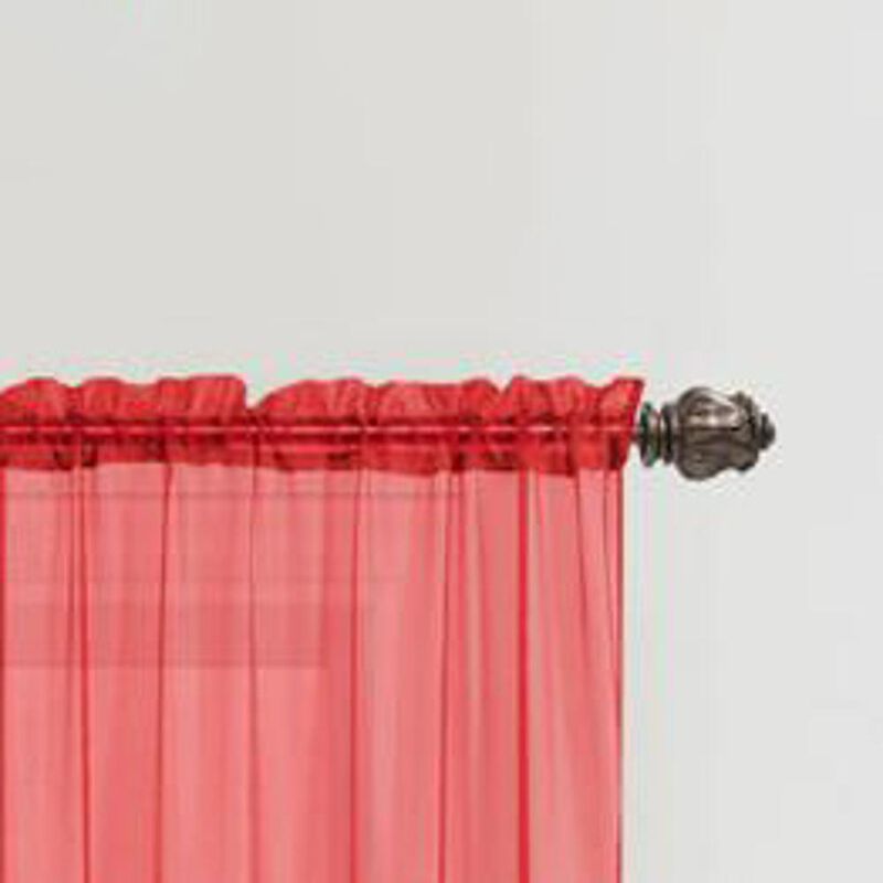 RT Designers Collection Celine Sheer 55 x 90 in. Rod Pocket Curtain Panel Red