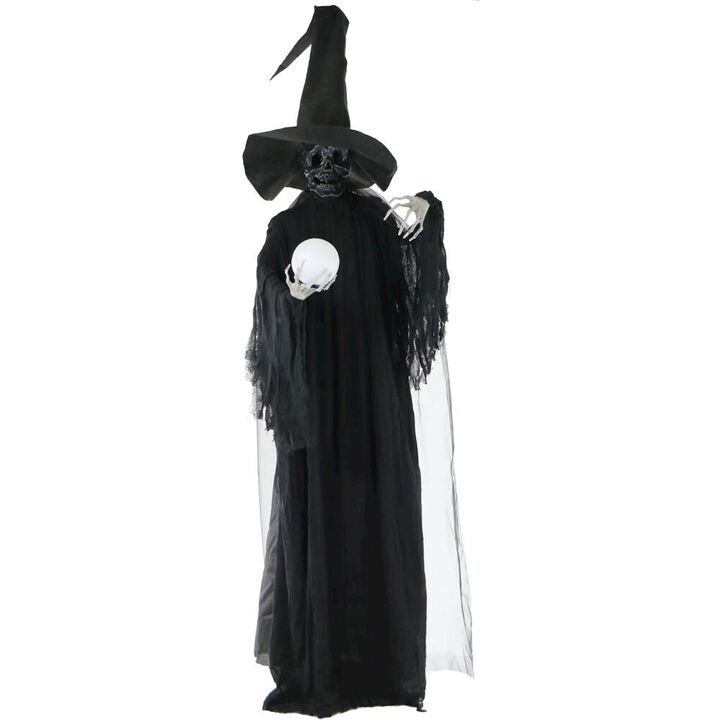 Haunted Hill Farm 90 Standing Witch with Colorful Strobe Light Crystal Ball