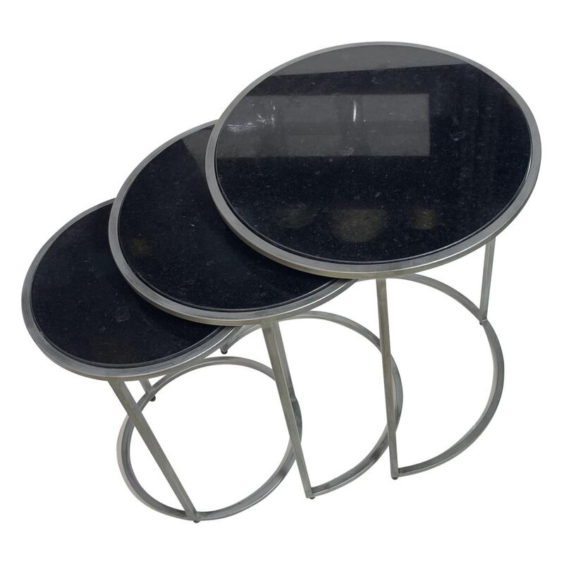Carolina Living Serena Nesting Tables - Black Marble - Industrial