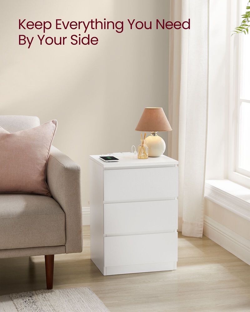 Nightstand with Charging Station for Convenient Bedside Charging and Storage