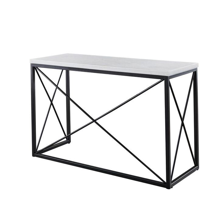 Skyler White Marble Top Rectangle Sofa Table