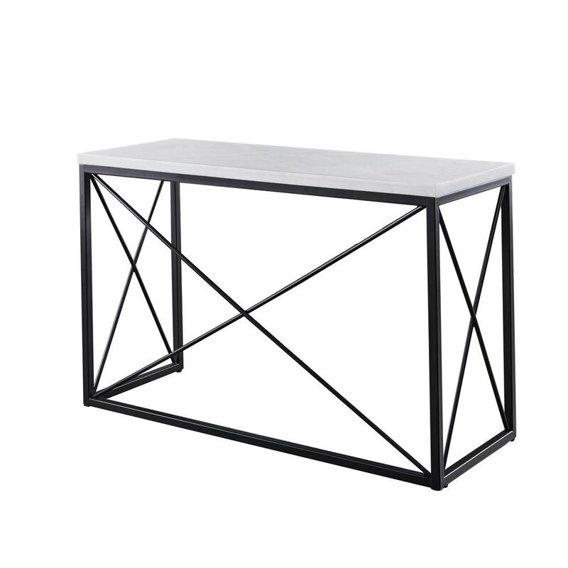 Skyler White Marble Top Rectangle Sofa Table