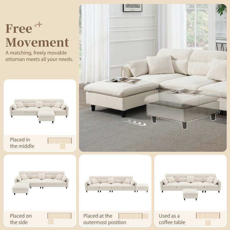 Merax Modern 5 Seats Convertible Sectional Chenille Sofa