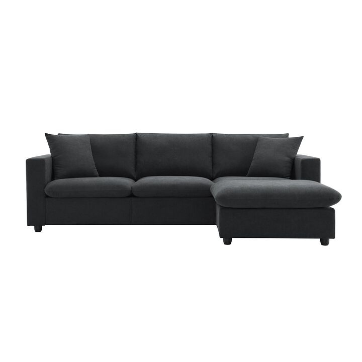 MONDAWE Modern Sectional Sofa,L-shaped Couch Set with 2 Free pillows,4-seat Polyester Fabric Couch Set with Convertible Ottoman MONDAWE Modern Sectional Sofa,L-shaped Couch Set with 2 Free pillows,4-seat Polyester Fabric Couch Set with Convertible Ottoman