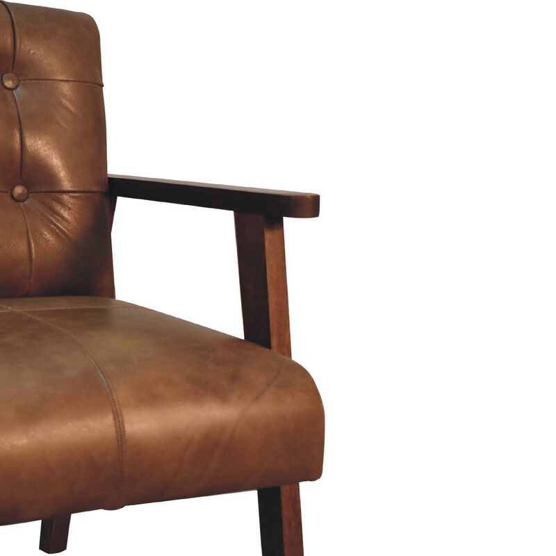 Artisan Furniture Brown Buffalo Leather ChairChestnut Solid Wood