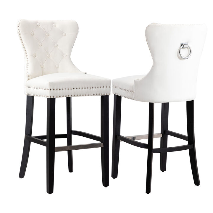 WestinTrends Tufted Velvet Bar Stool (Set of 2)