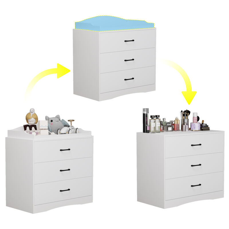 FUFU&GAGA 3-Drawer Dresser with Spacious Storage, Durable Construction, Modern Design, (35.4" W x 19.2" D x 35.4" H), White