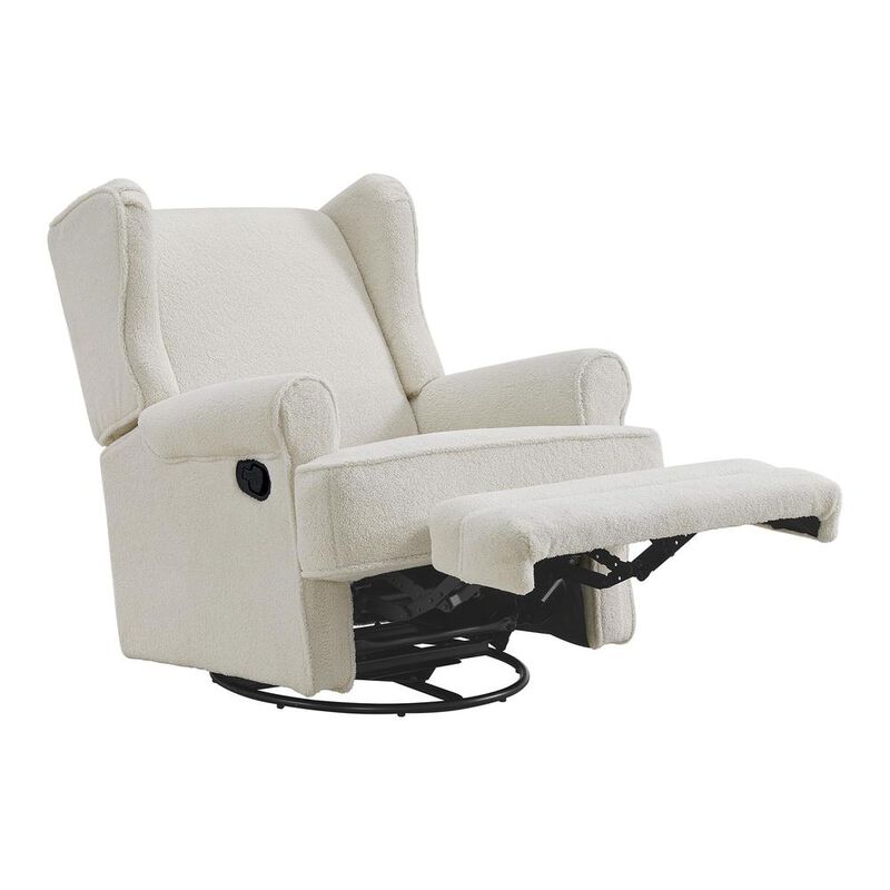 Oxford Baby Teegan Swivel Rocker / Recliner Boucle White