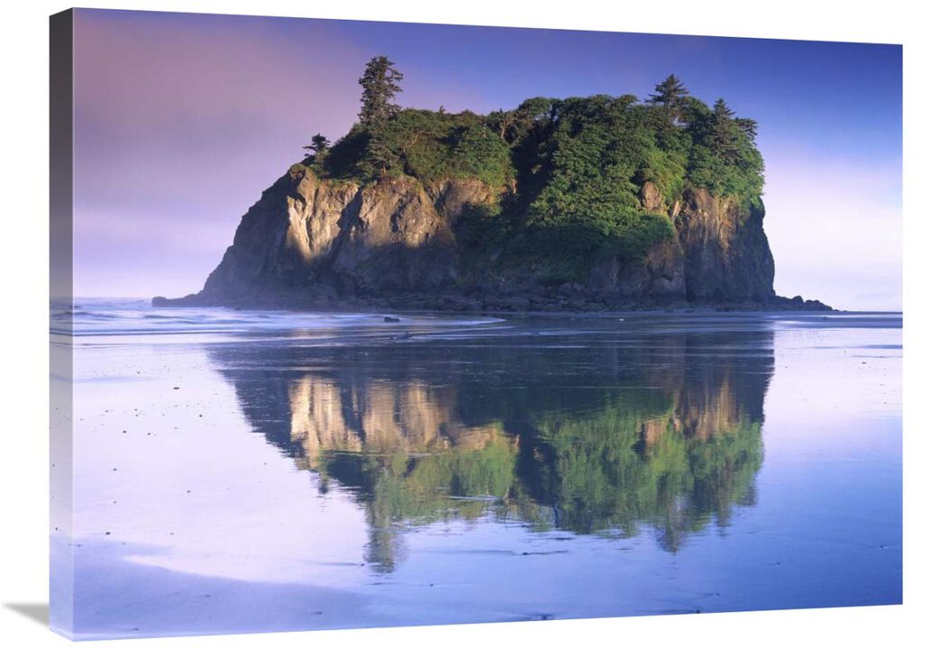 Abbey Island looms over Ruby Beach, Olympic National Park, Washington-Canvas Art-32x24
