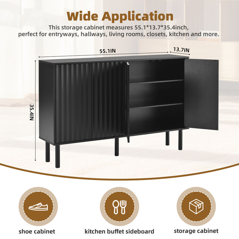Merax Minimalist Shoe Cabinet  with Fluted Doors