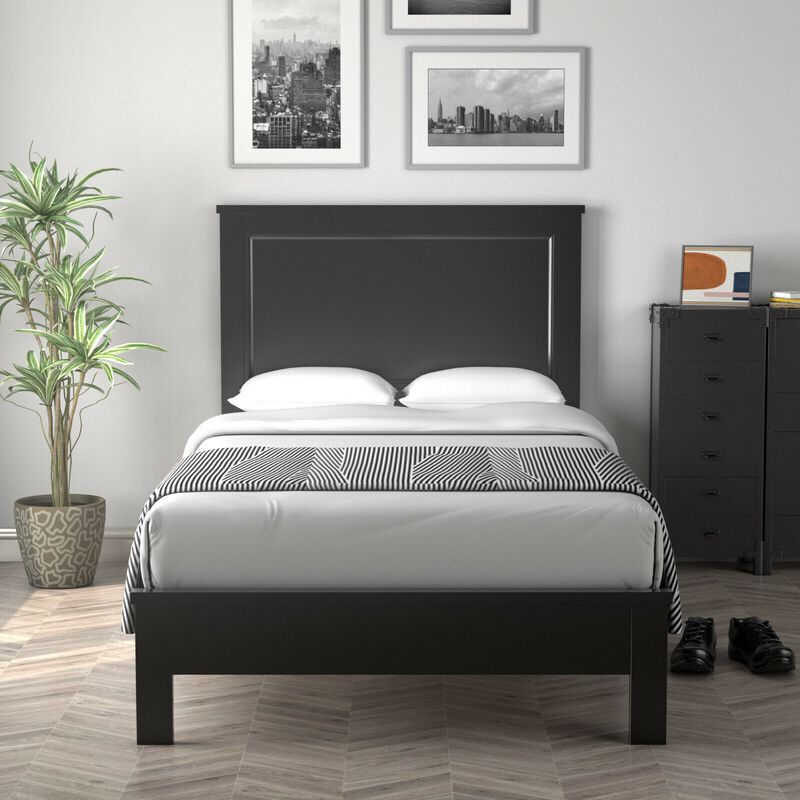 Twin Size Platform Bed Frame with Rubber Wood Leg