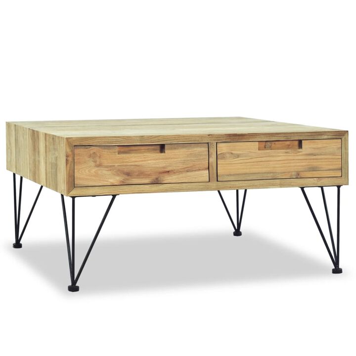 vidaXL Coffee Table 31.5"x31.5"x15.7" Solid Teak
