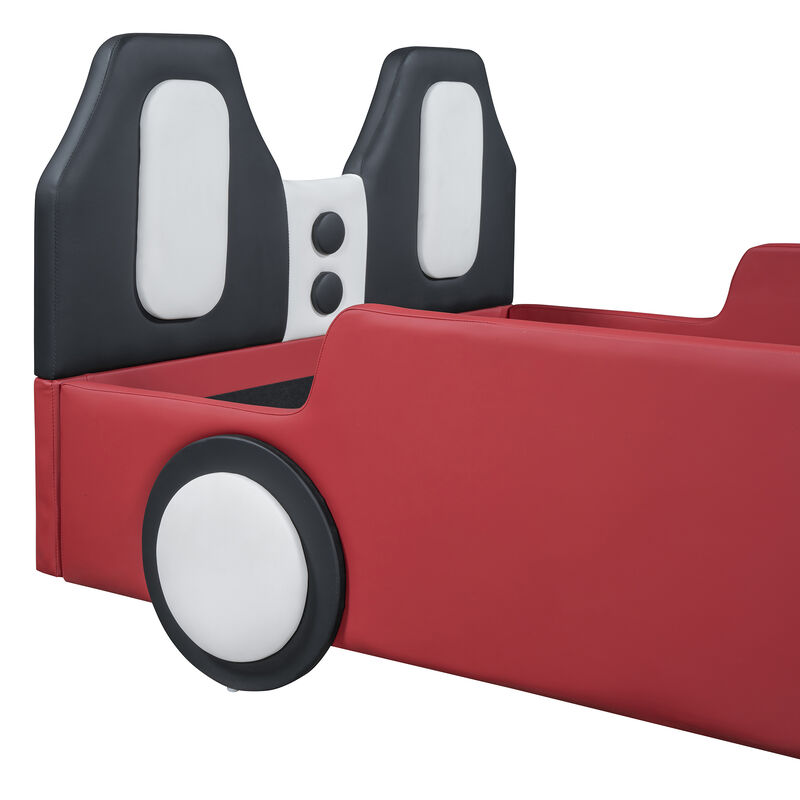 Merax Race Car-Shaped Platform Bed with Wheels