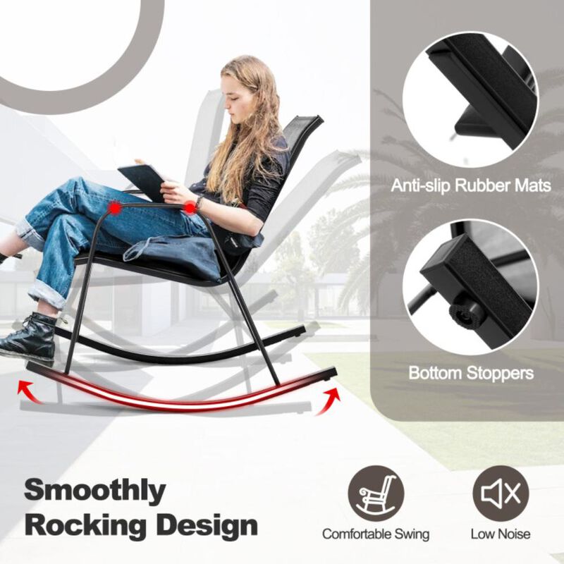 Hivvago Set of 2 Metal Patio Rocking Chair with Breathable Seat Fabric