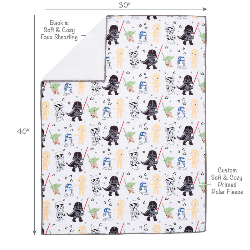 Lambs & Ivy Star Wars Classic Fleece Baby Blanket - Yoda/Darth Vader/R2-D2/C-3PO