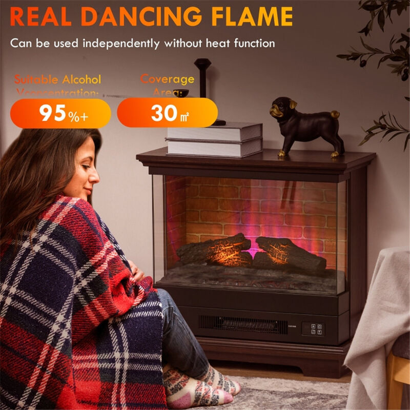 Electric Fireplace with Realistic Flame Effect, Ideal for Home, Office or Living Room