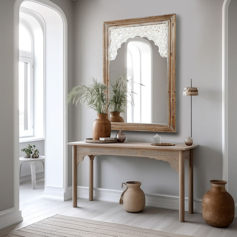 LuxenHome Wood Framed Rectangular Accent Wall Mirror