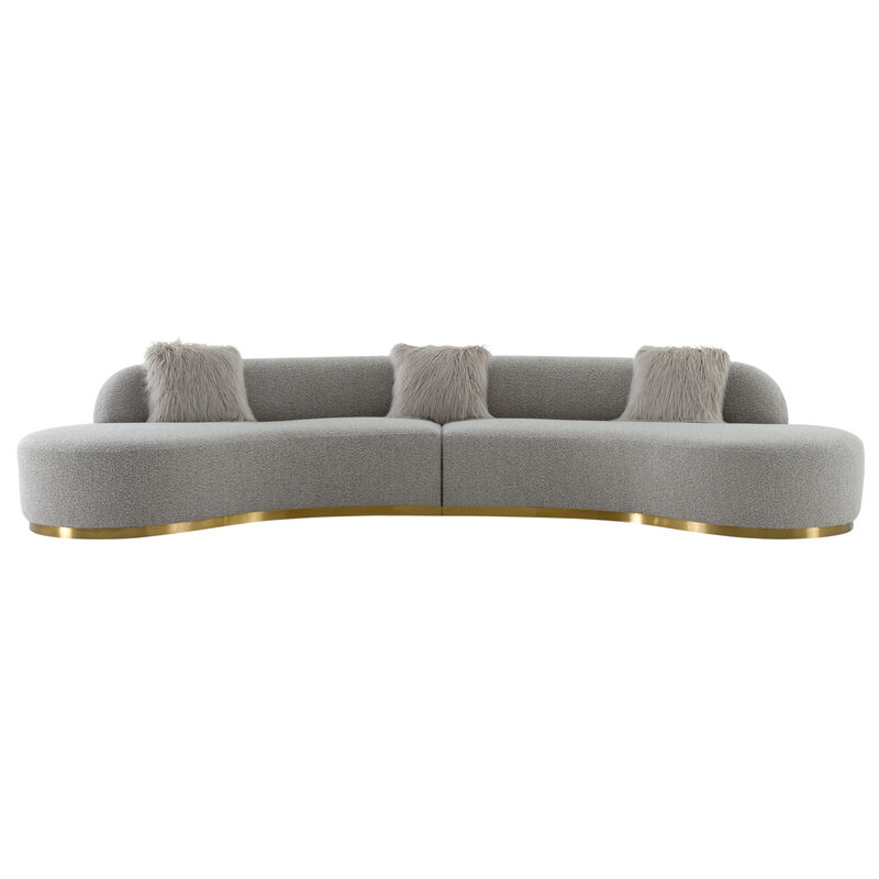 Pasargad Home Simona Collection Curved Sofa with 3 Pillows