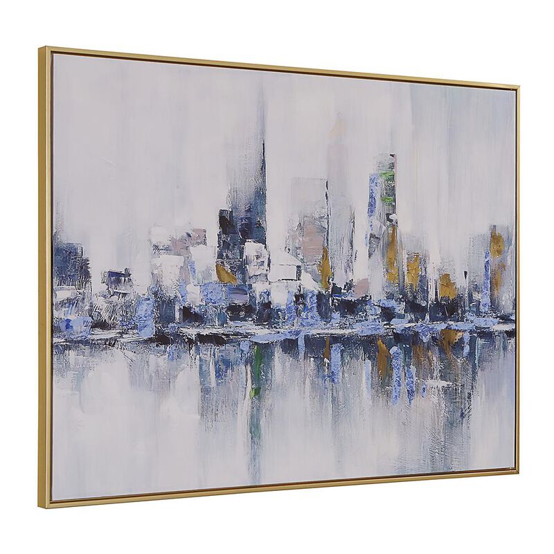 Carolina Living Cityscape Abstract Wall Art - Gold Frame - Medium