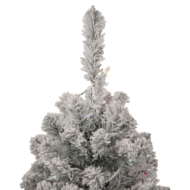 3' Pre-Lit Medium Heavily Flocked Madison Pine Artificial Christmas Tree  Multi Lights