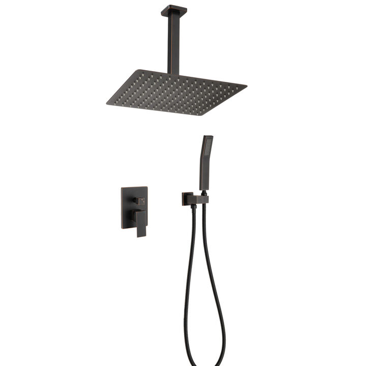 Ceiling Mounted Shower System Combo Set With Handheld And 10" Shower Head