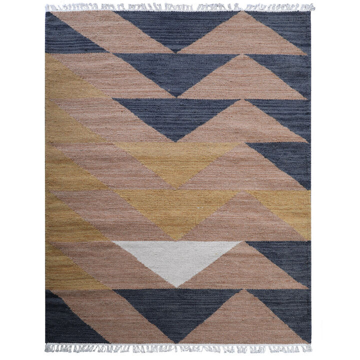 RUGSOTIC CARPETS HAND WOVEN FLAT WEAVE KILIM WOOL ECO-FRIENDLY AREA RUGS  - 4'x6', Rectangle Shape, Multicolor Color, Contemporary Modern Design, Low Pile Handmade Rugs for Living Room (D00134)