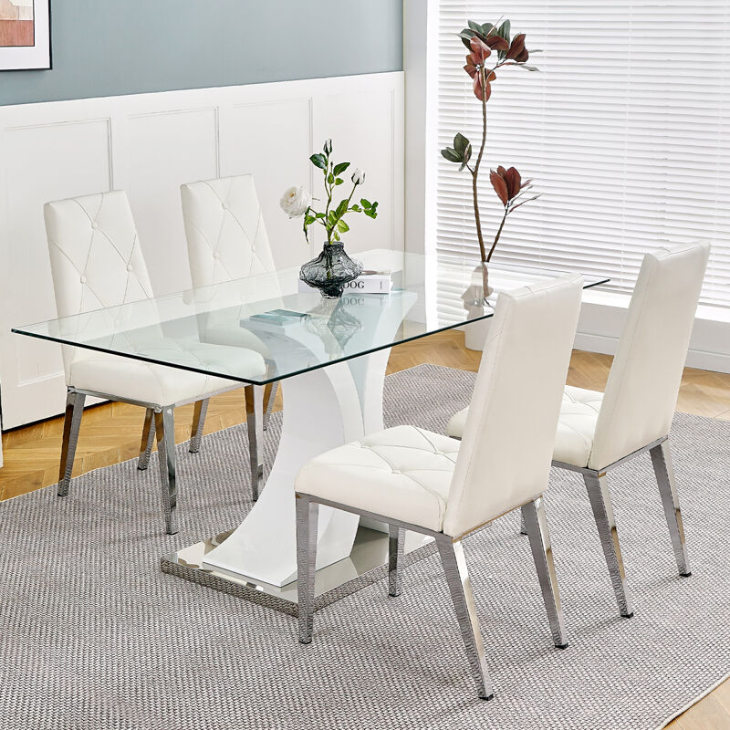 Luxury White Dining Chair Set of 2