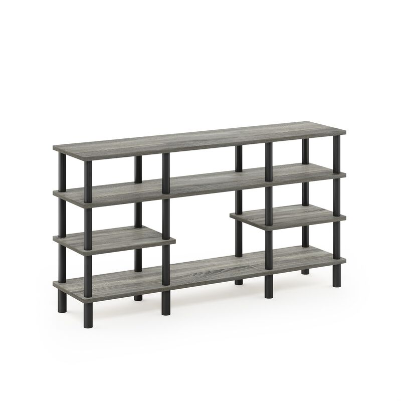 Furinno Furinno Turn-N-Tube 4-Tier Multipurpose Wide Shelf TV Stand, French Oak/Black