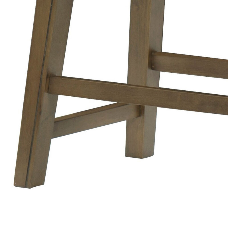 Miel 20 Inch Dining Stool, Brown Faux Leather, Brown Solid Wood, Nailheads - Benzara