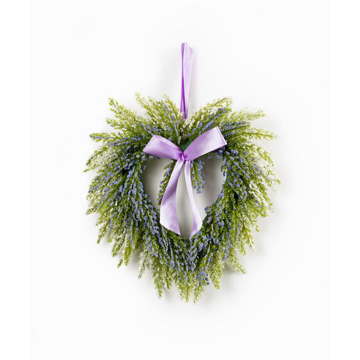 Set of 2 Lavender Twig Heart Wreaths for Rustic Farmhouse Décor & Romantic Wall Accents