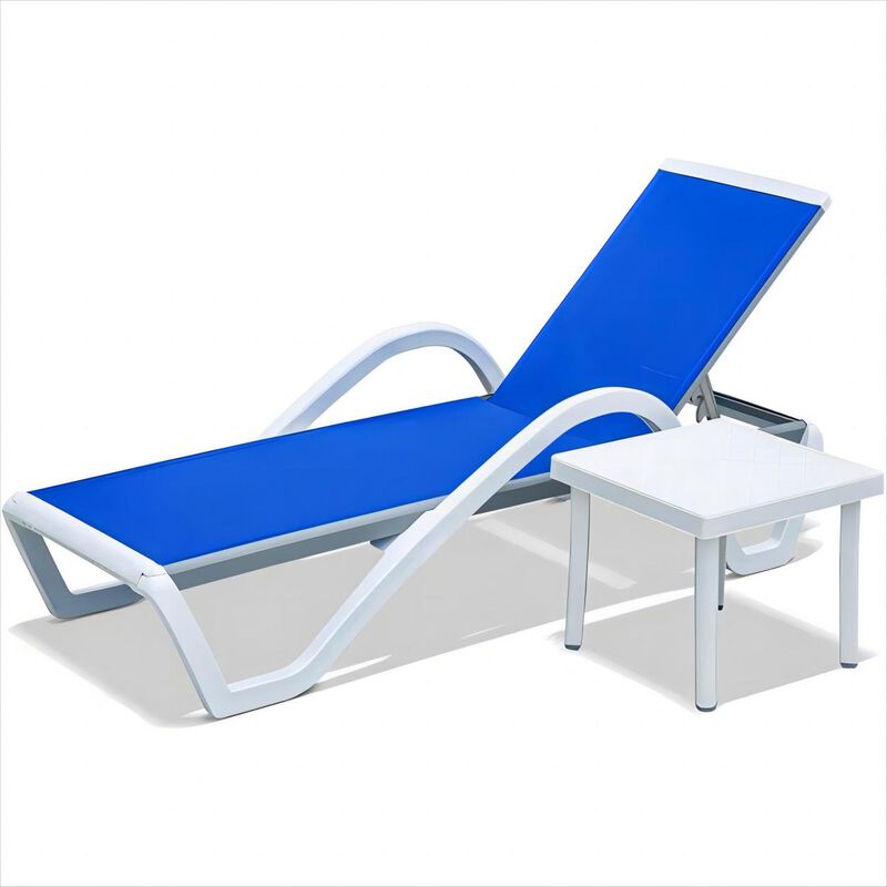 Adjustable Aluminum Pool Lounge Set, Blue