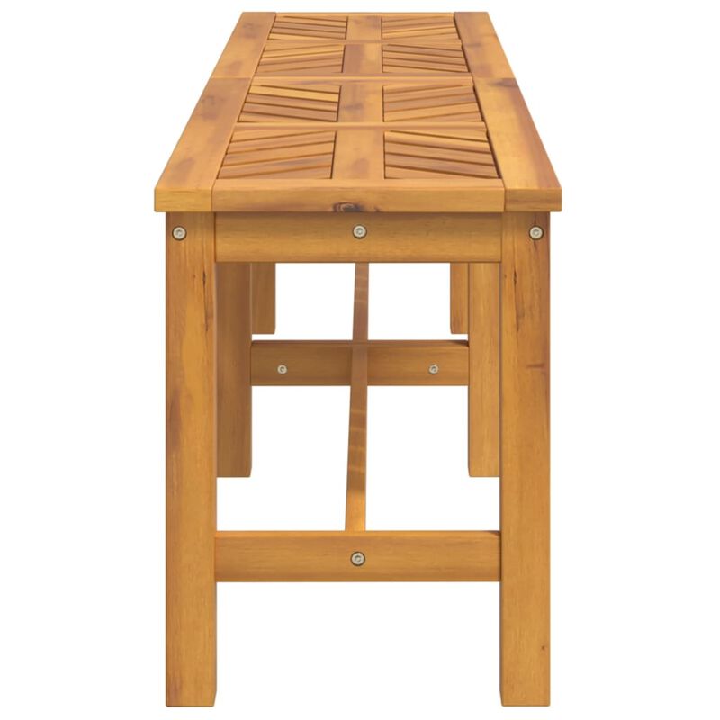 vidaXL Brown Patio Bench, 59.1" Solid Acacia Wood Farmhouse Style, Fishbone Patterned Slats, Durable Outdoor Garden and Terrace Bench, Assembly Required