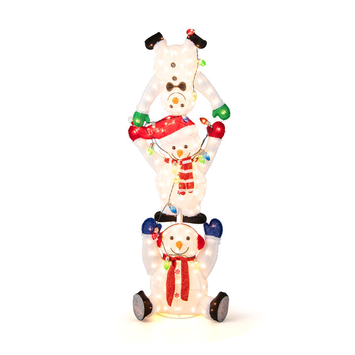 5.6 Feet Lighted Stacked Snowmen Christmas Decoration 5.6 Feet Lighted Stacked Snowmen Christmas Decoration