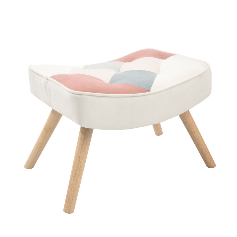 Rocking Chair ,Mid Century Fabric Rocker Chair with Wood Legs and Patchwork Linen for Livingroom Bedroom
