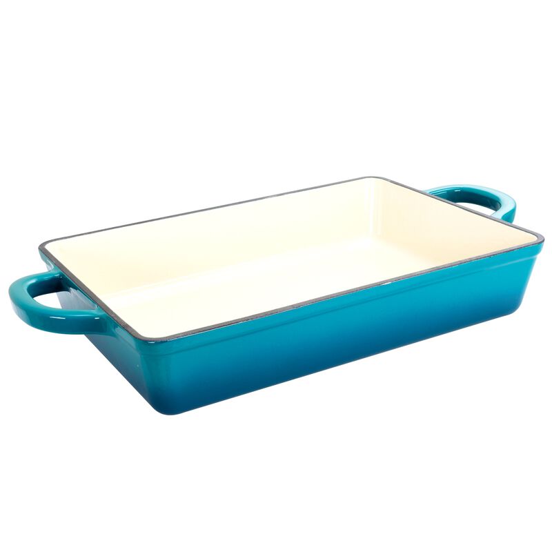 Crock Pot Artisan 13 in. Enameled Cast Iron Lasagna Pan in Teal Ombre