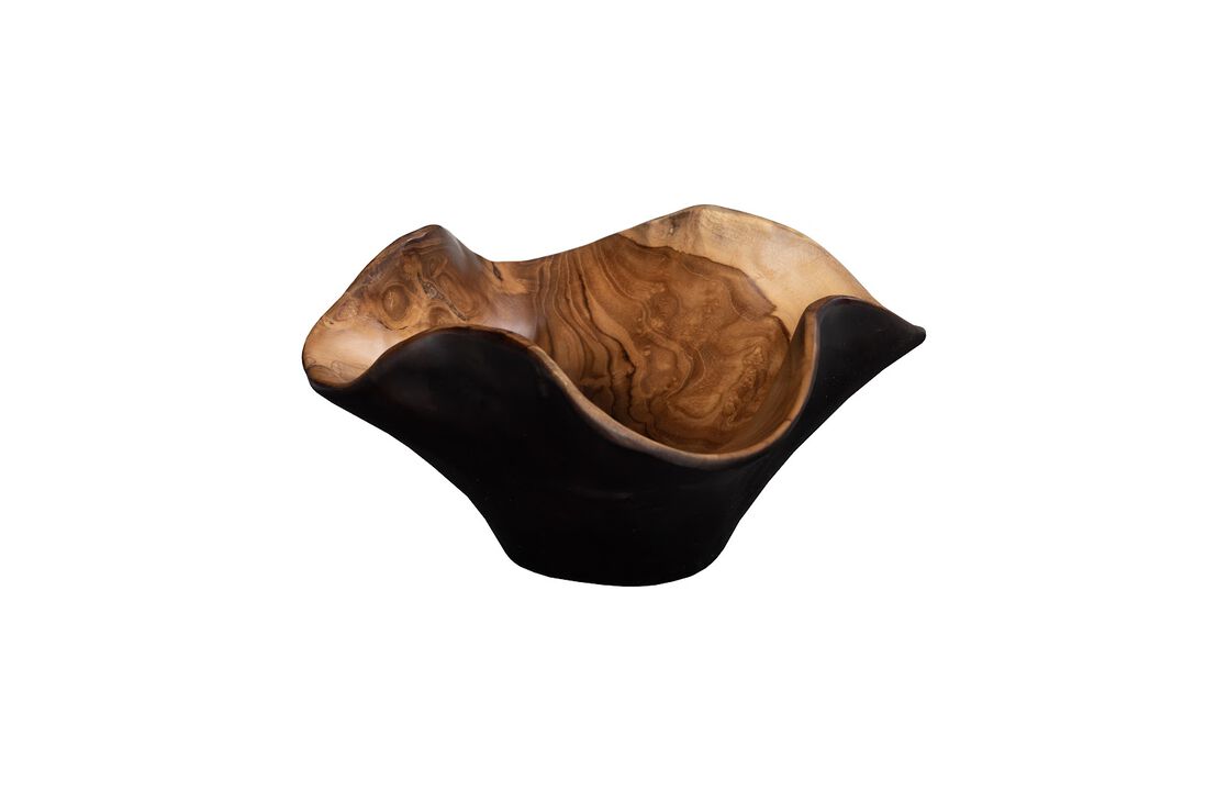 Teak Natural and Black Wood Bowl