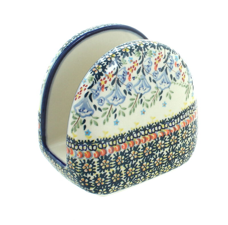 Blue Rose Polish Pottery Red Daisy Napkin Holder