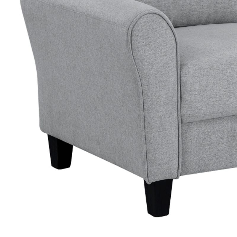 Engi 58 Inch Accent Loveseat, Smooth Gray Polyester, Attached Back Cushion - Benzara